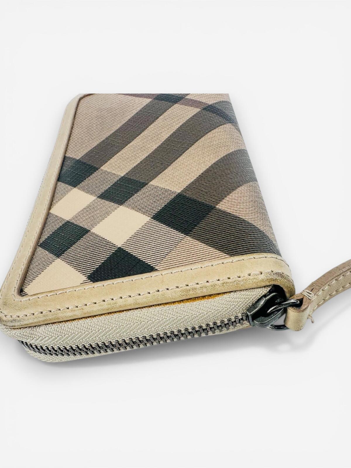 Burberry Nova Check Zip-Around Wallet Beige Coated Canvas | Pre-Loved