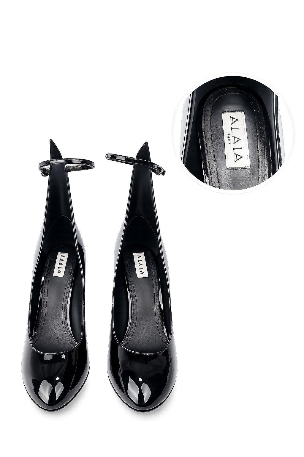 ALAÏA Décolleté 90 Patent Leather Ankle Strap Pump Black EU 39 US 9 | NIB