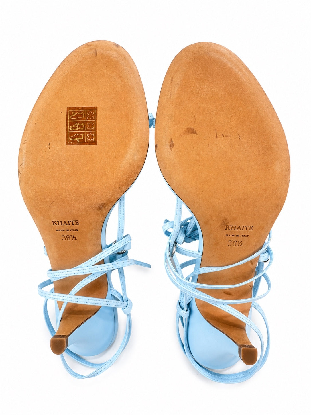 KHAITE Marion Leather Strappy Sandals Baby Blue EU 36.5 US 6.5 | NIB
