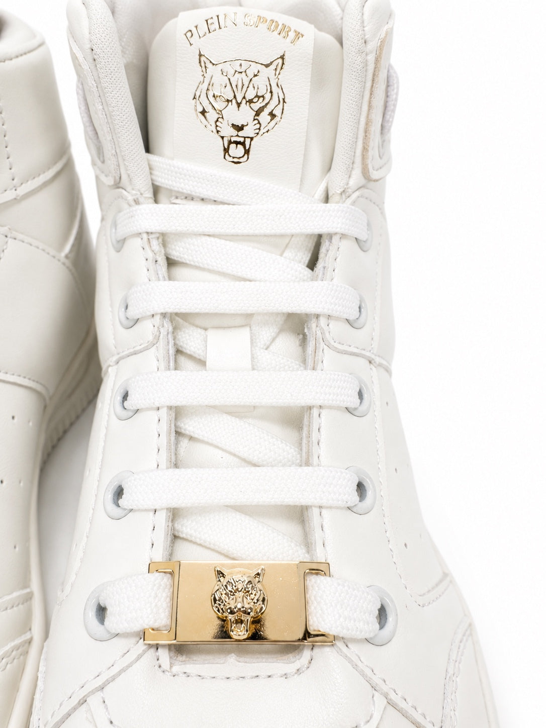 Philipp Plein Sport High Top Sneakers White Gold Logo DIPS992 EU 40 | NWB