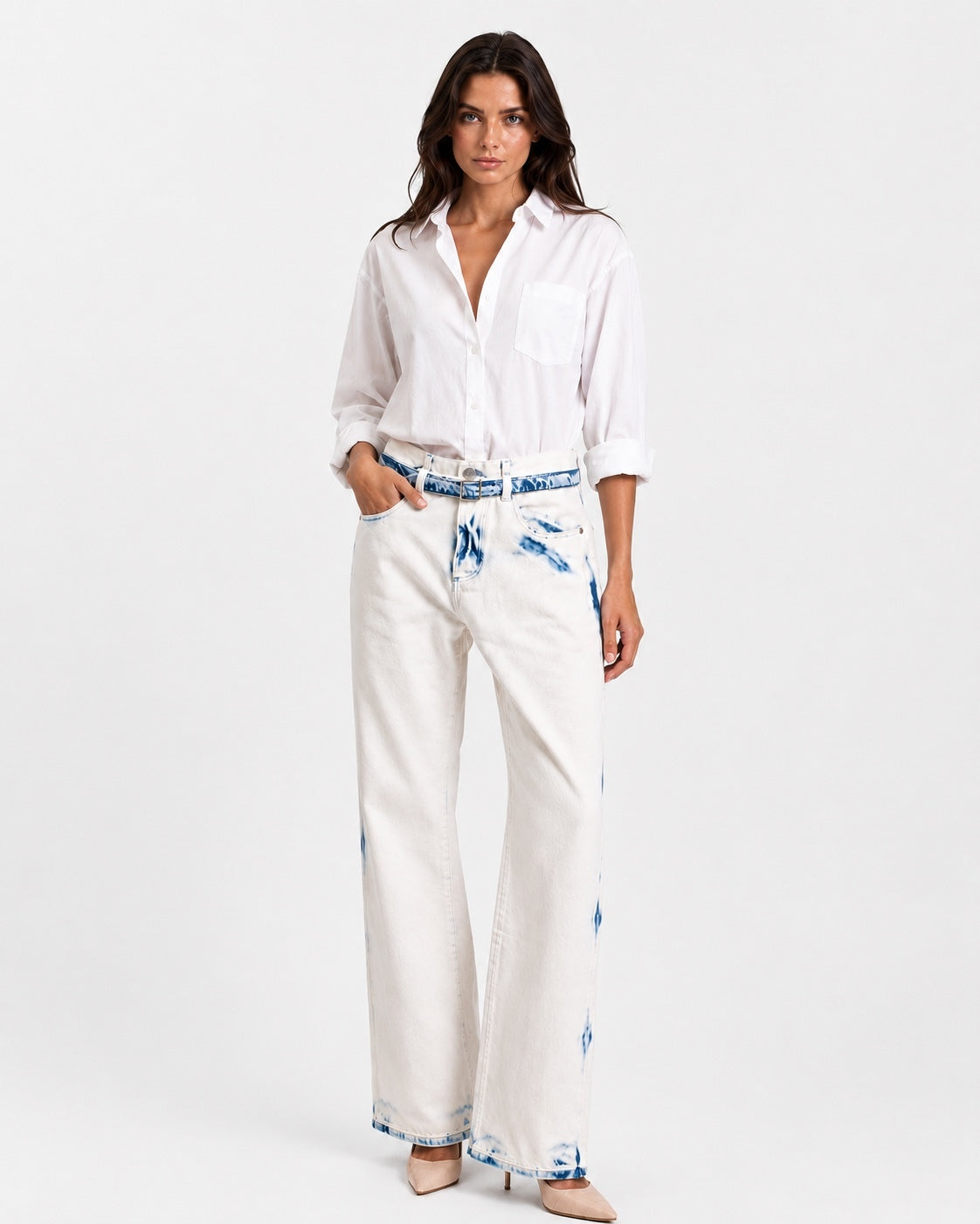 Proenza Schouler Ellsworth Bleached Low Rise Loose Jeans W28 Belted | NWT
