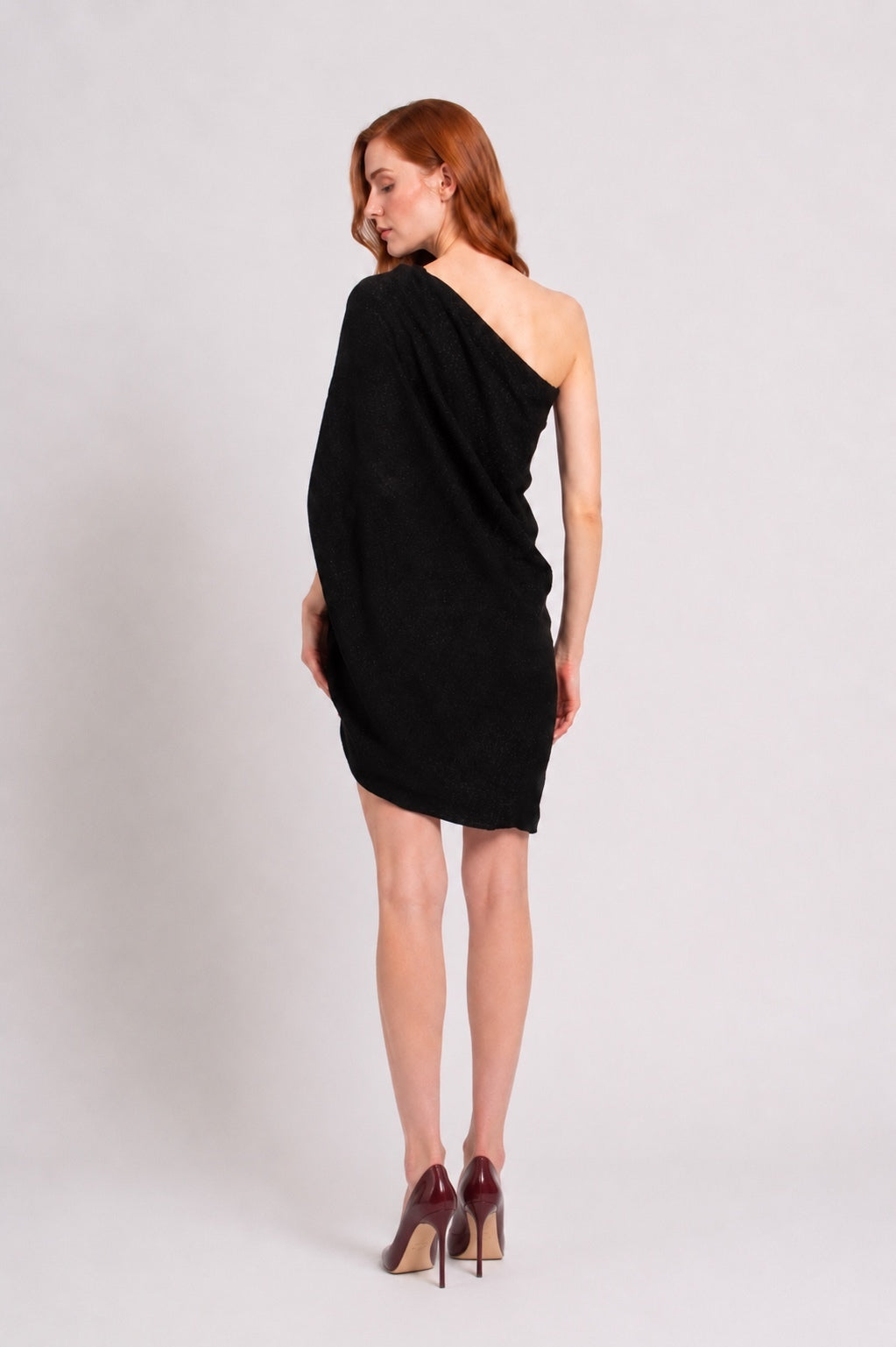 Saint Laurent One Shoulder Jacquard Draped Mini Dress Black FR 34 | NWT