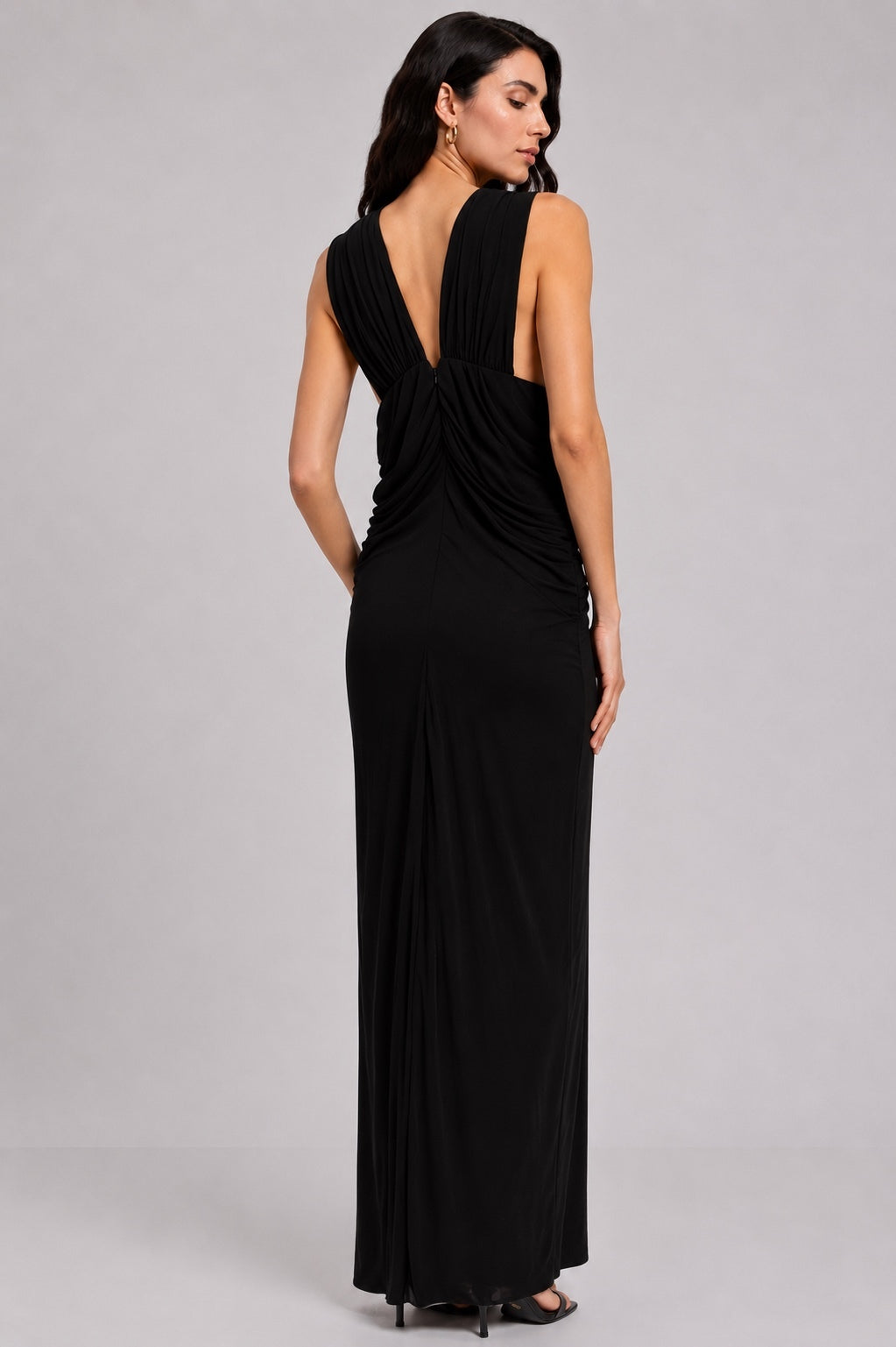 Altuzarra Black Viscose Ruched Halter Draped Maxi Dress FR 40 US 8 | NWT