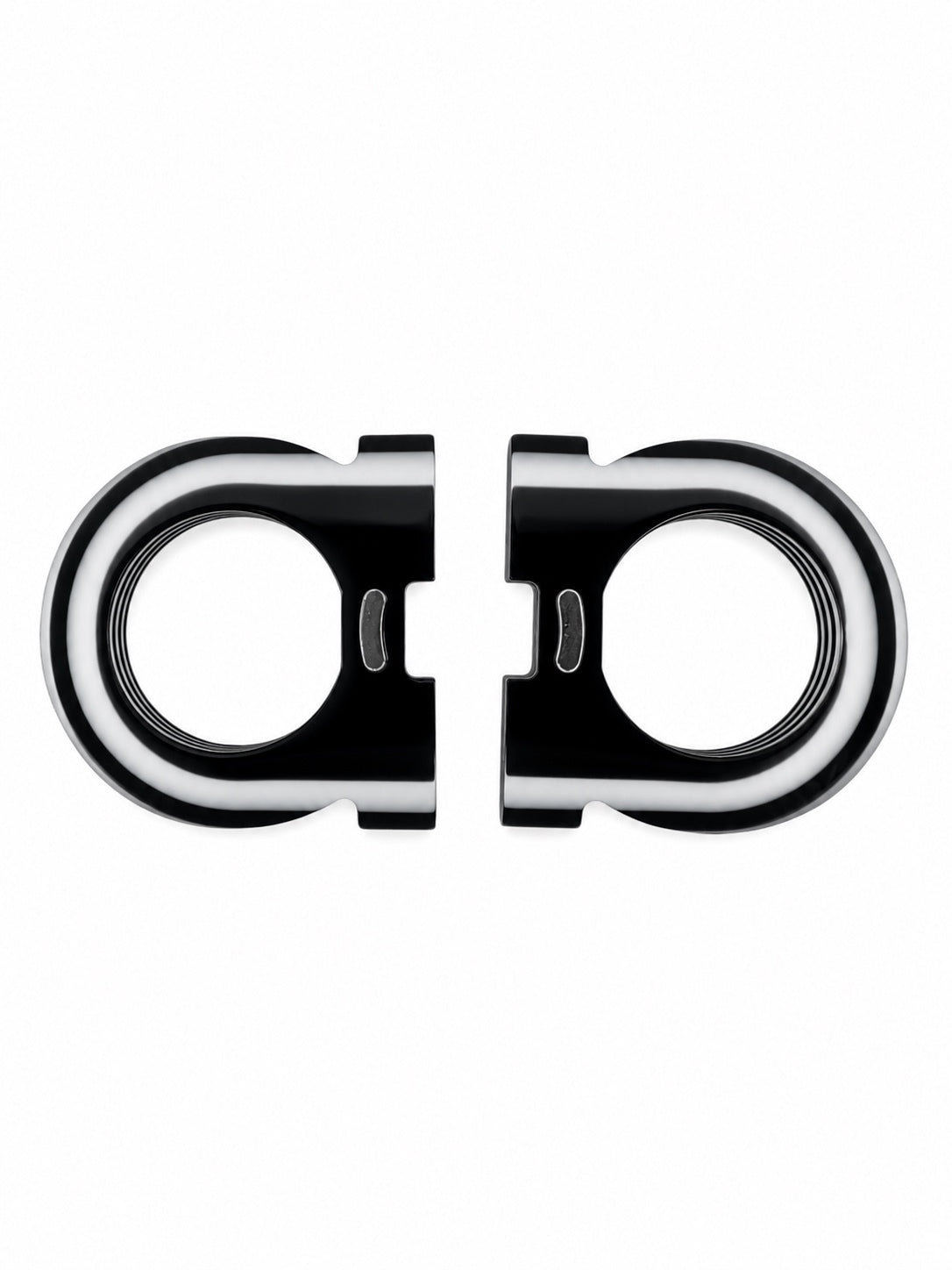 Salvatore Ferragamo Gancini Resin Belt Buckle Striped Silver Made in Italy NIB