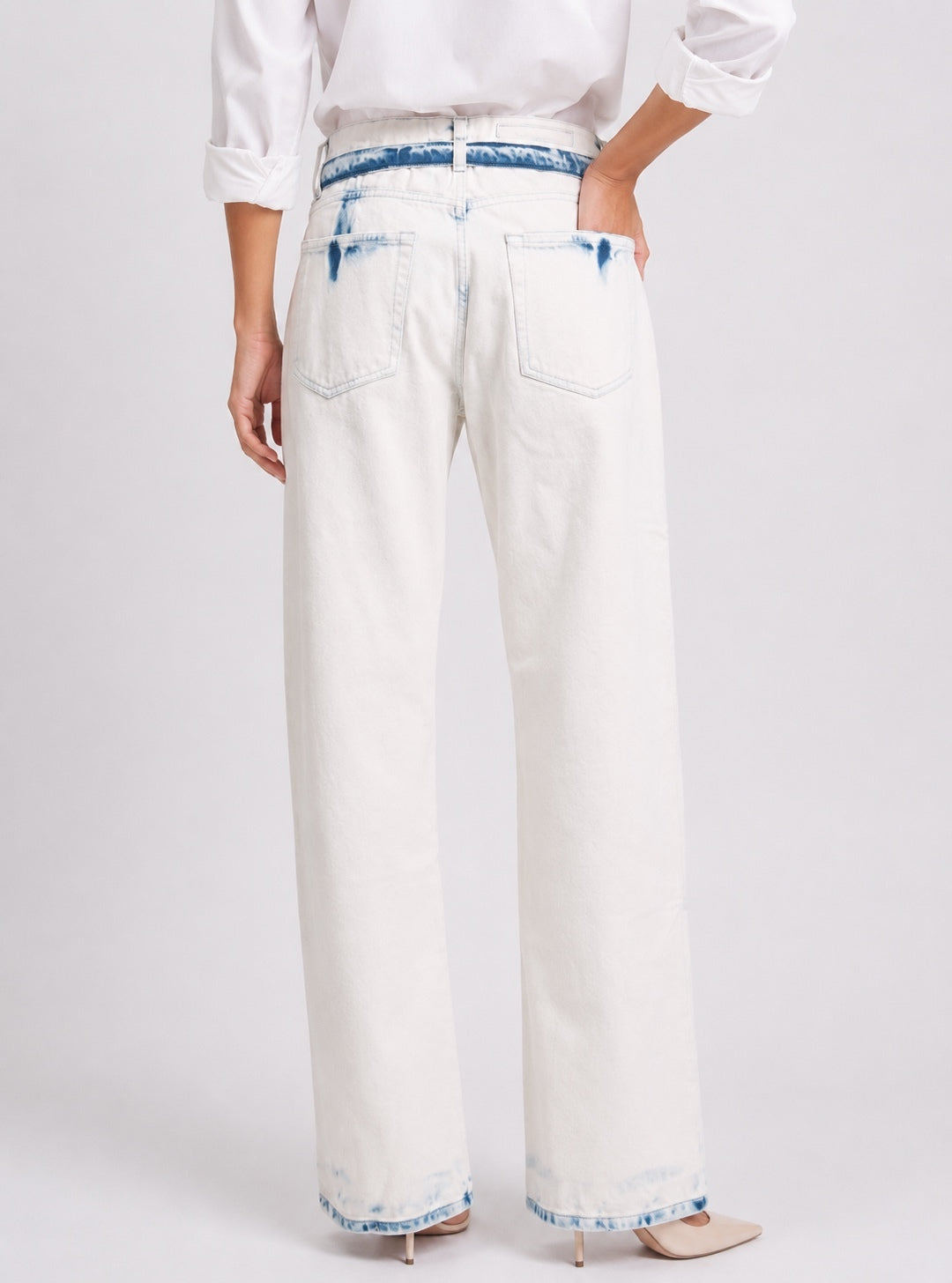 Proenza Schouler Ellsworth Bleached Low Rise Loose Jeans W28 Belted | NWT