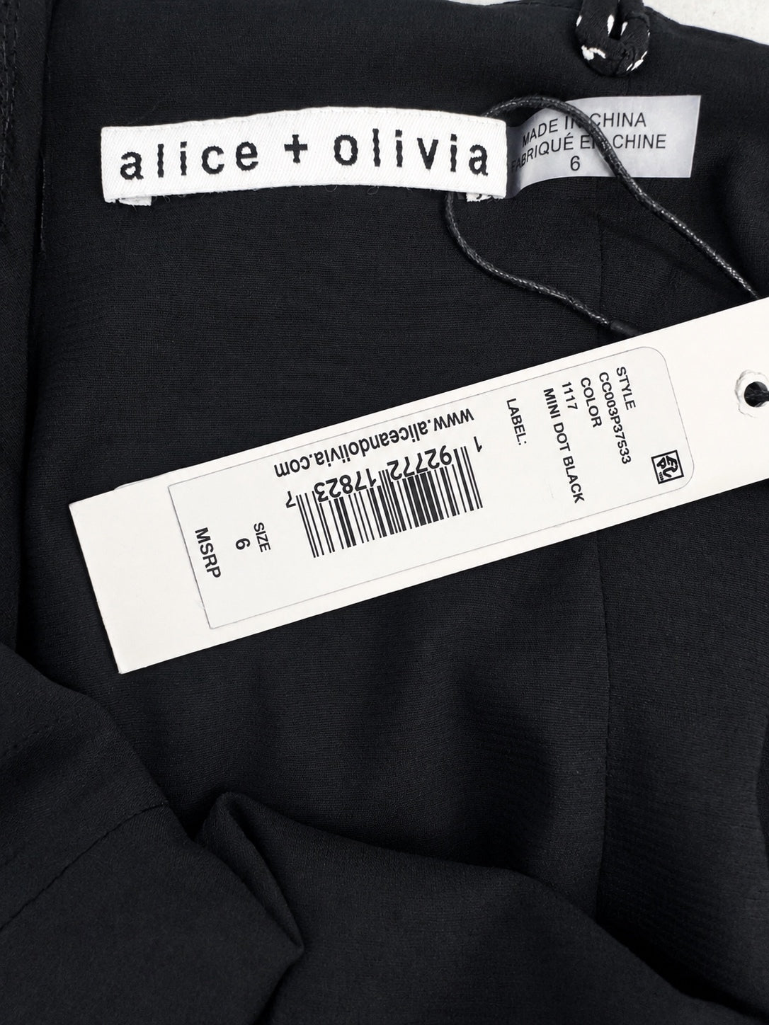 Alice + Olivia Ginger Polka Dot Asymmetrical Ruffle Midi Dress Black US 6 | NWT