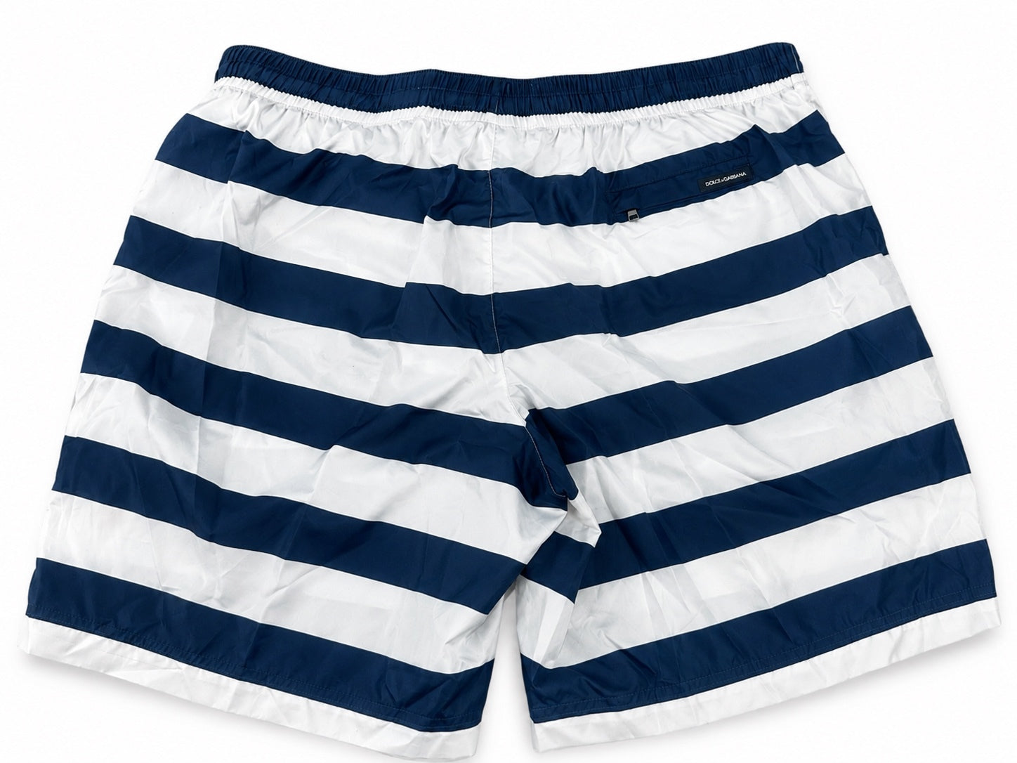 Dolce & Gabbana Capri Print Stripe Swim Shorts Blue White Men XL | NWT