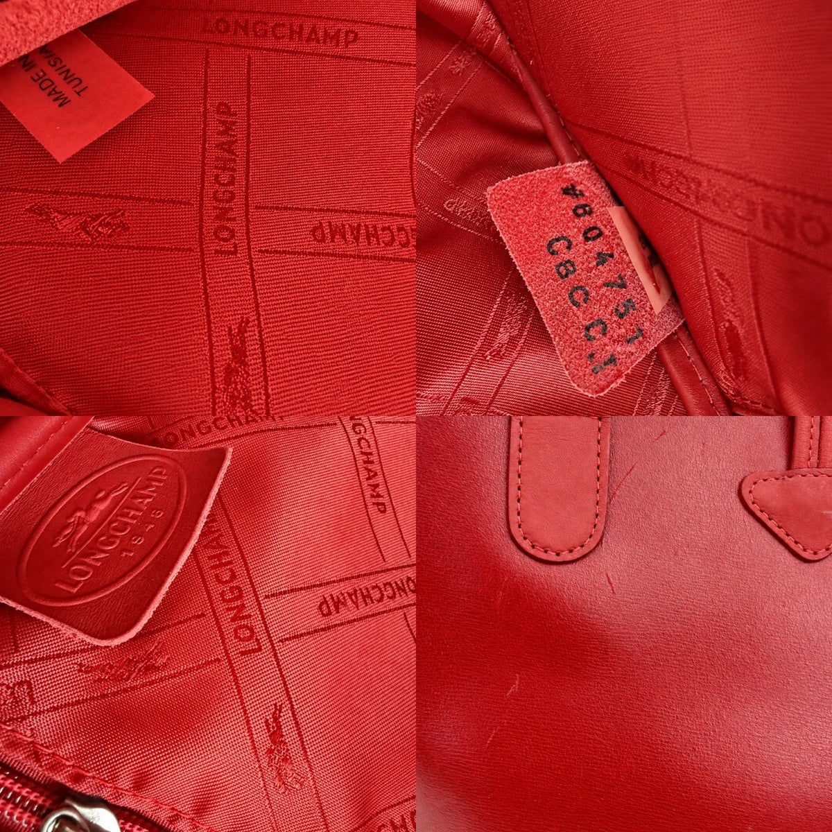 Longchamp Le Roseau Vintage Red Leather Top Handle Tote Bamboo Clasp – view 7