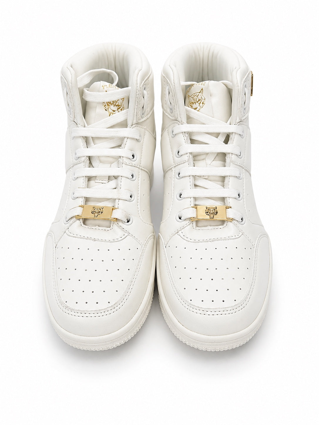Philipp Plein Sport High Top Sneakers White Gold Logo DIPS992 EU 40 | NWB