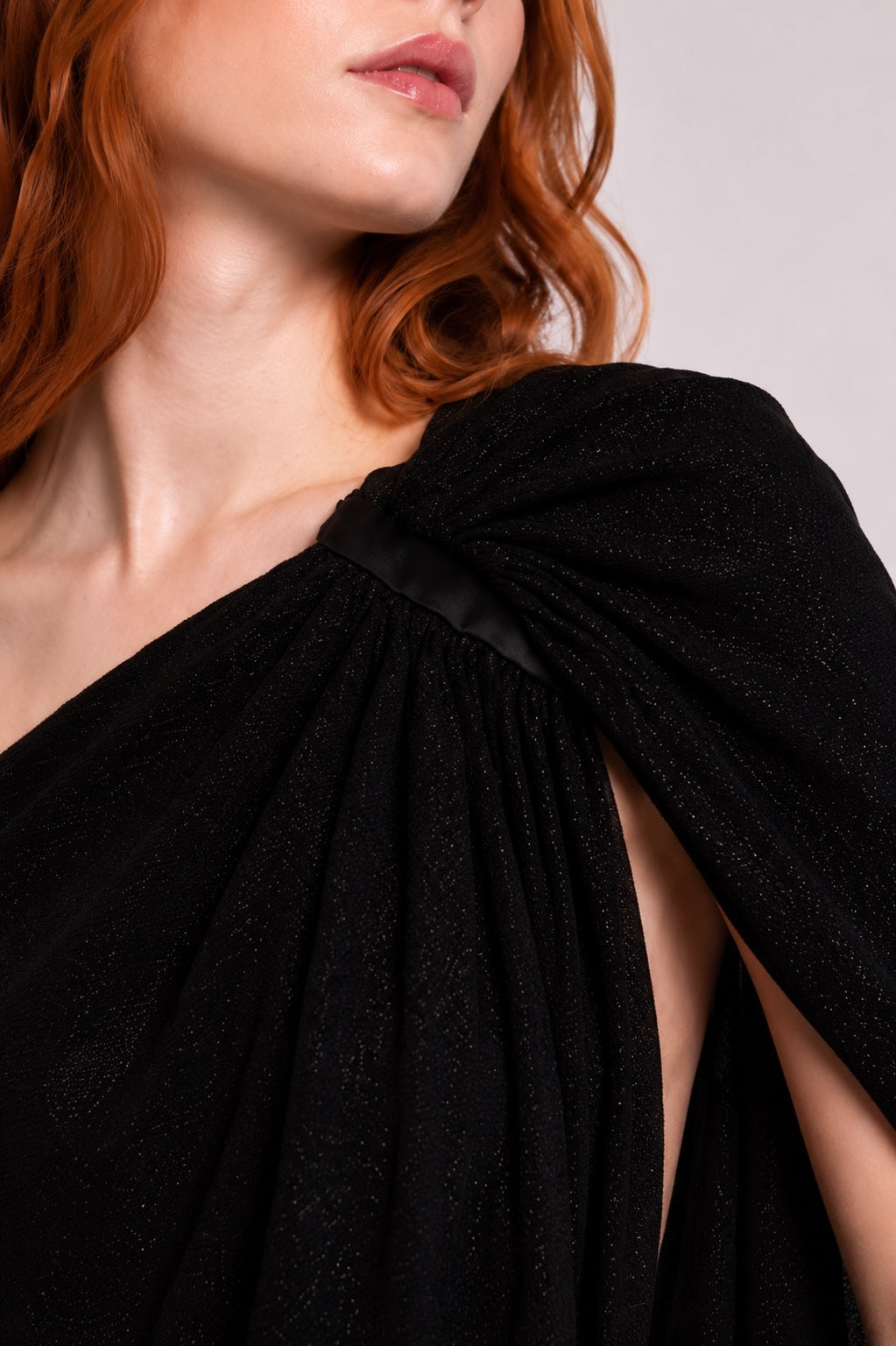 Saint Laurent One Shoulder Jacquard Draped Mini Dress Black FR 34 | NWT