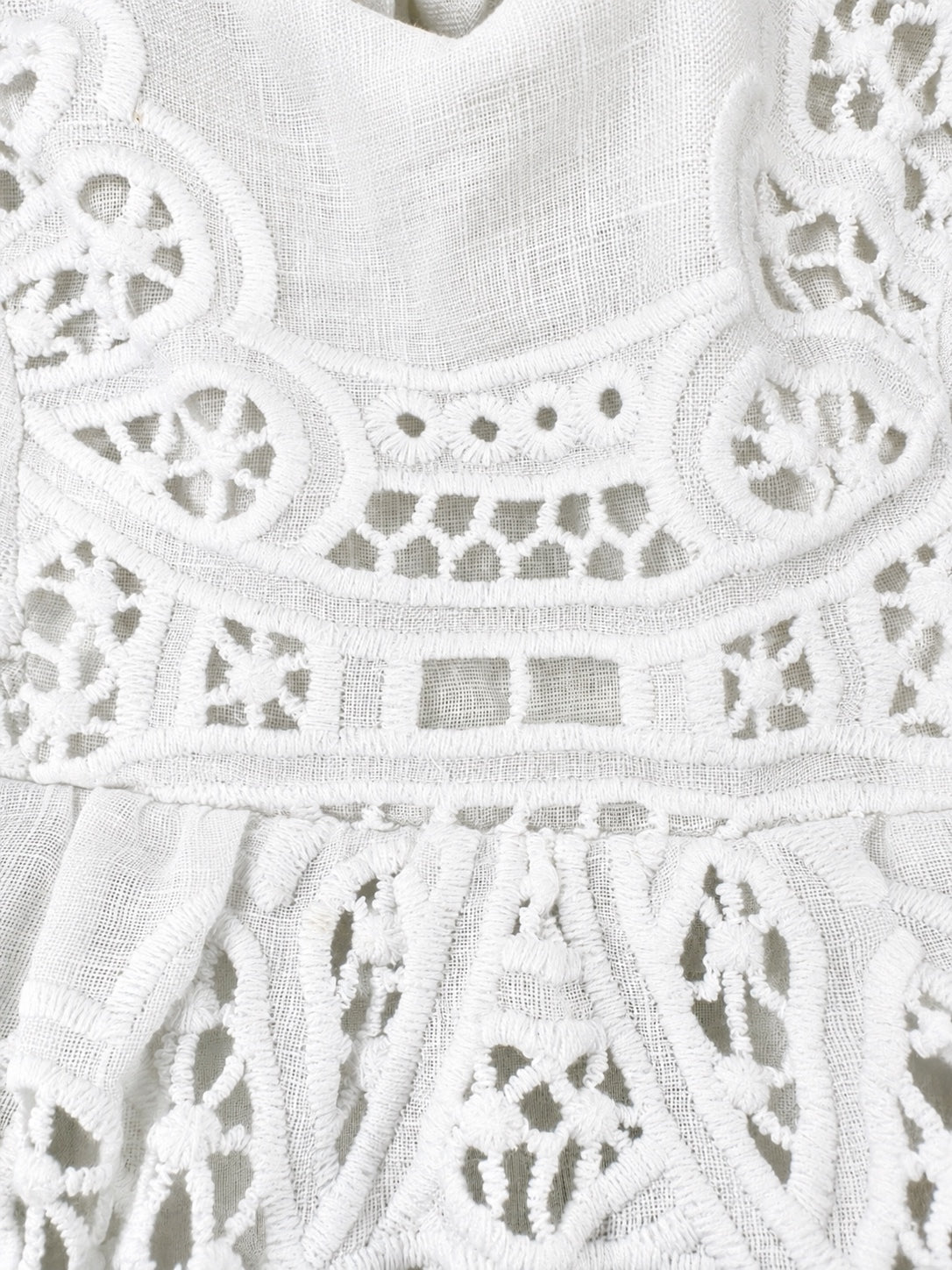 Zimmermann Vacay Lace Mini Dress White Linen Cutout Broderie Anglaise NWT AU 2