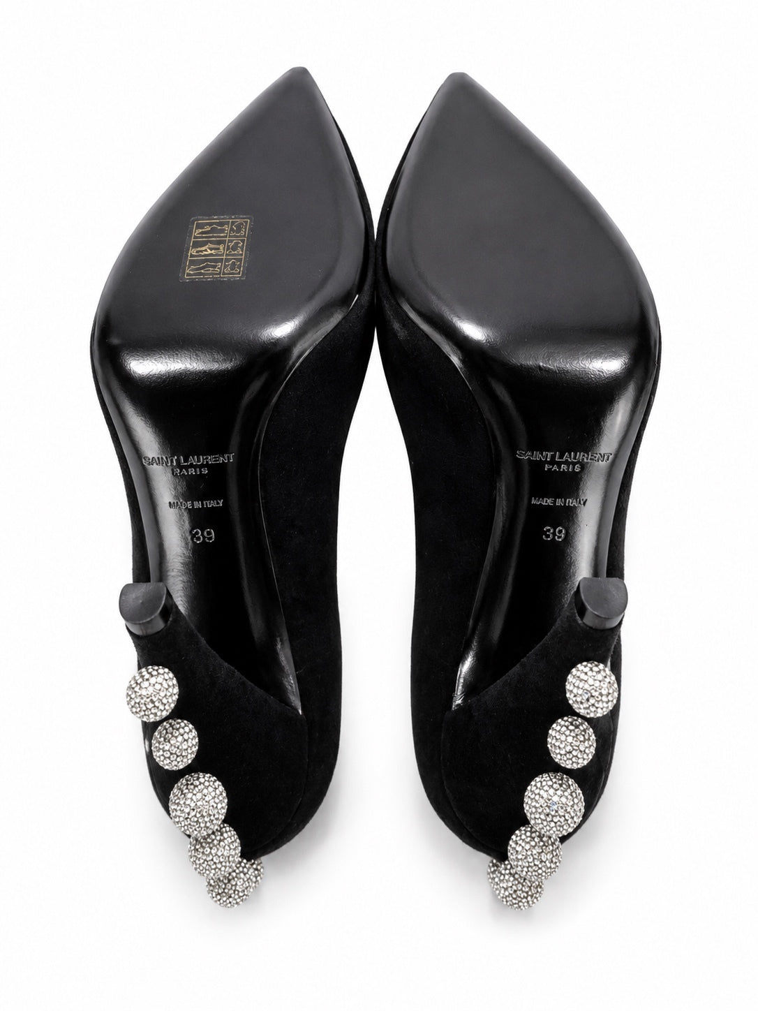 Saint Laurent Era 110 Ball Strass Crystal Pumps Black Suede EU 39 | NIB