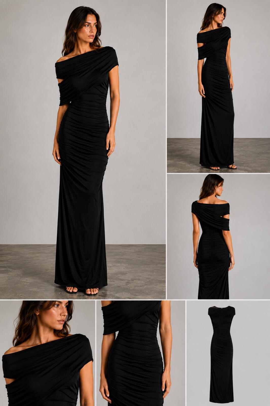 Blumarine Blumarine Black Ruched Off-Shoulder Maxi Dress IT 42 US 6 | NWT - Vestir