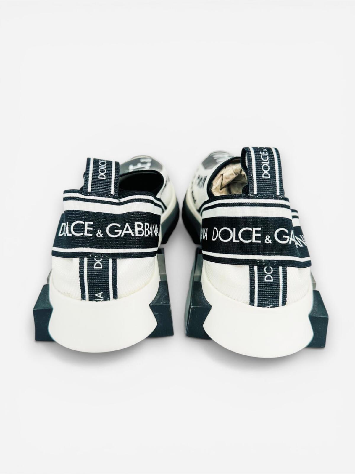 Dolce & Gabbana Sorrento Graffiti Slip-On Sneaker White Black EU 35 US 5 | NWT