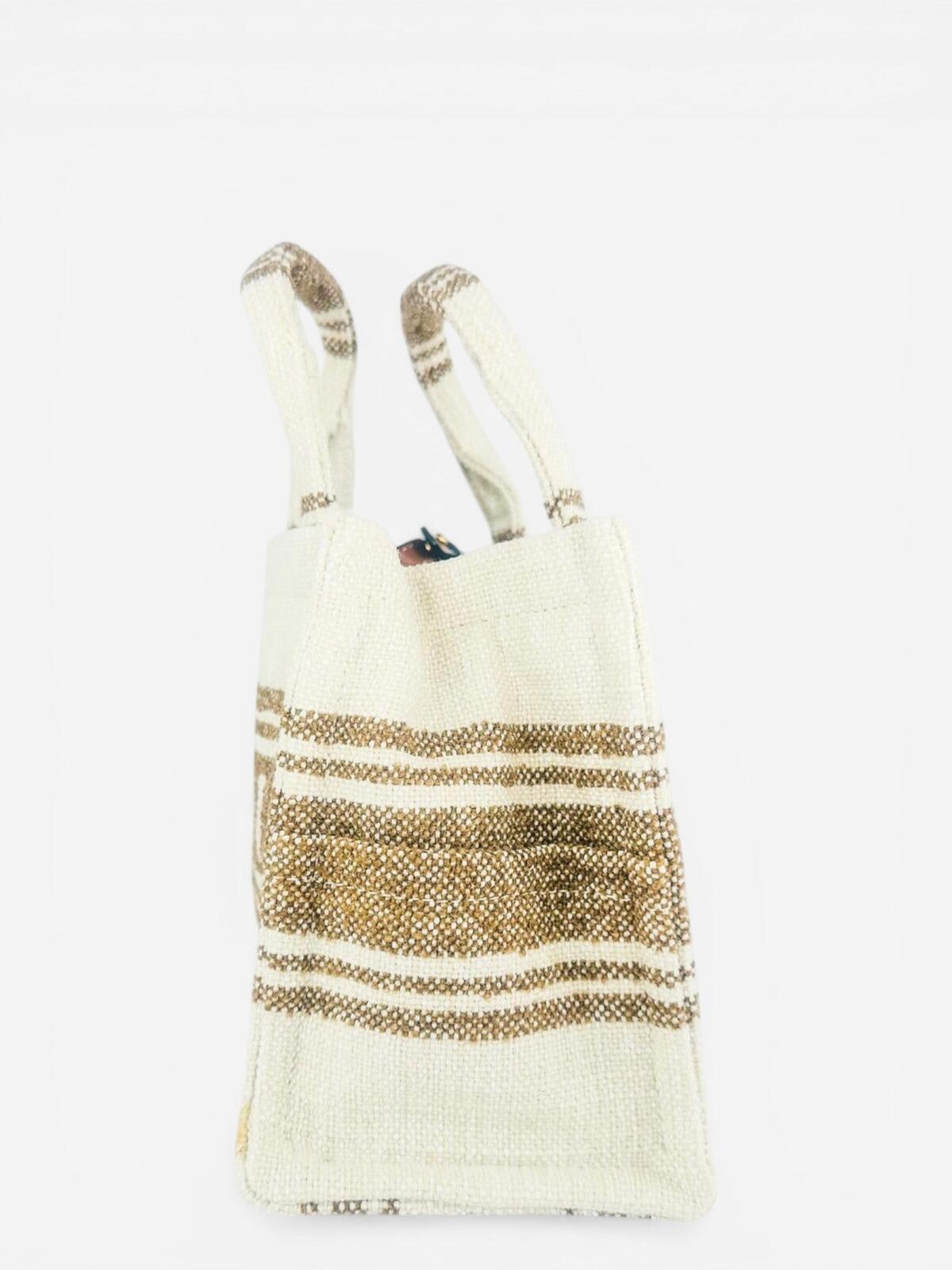 Celine Small Cabas Thais Striped Jacquard Textile Tote Bag – view 3