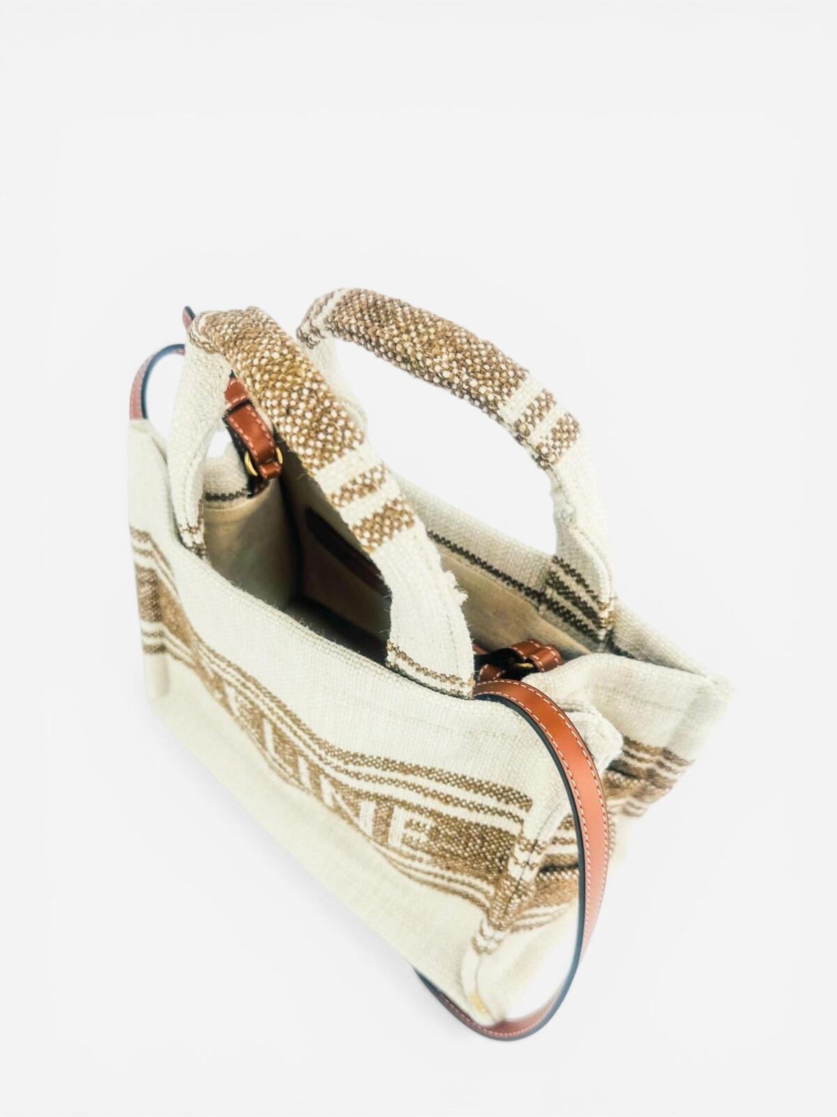Celine Small Cabas Thais Striped Jacquard Textile Tote Bag – view 8