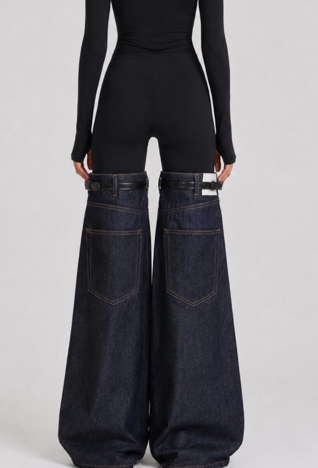 Coperni Coperni Hybrid Denim Flare Trousers Dark Indigo IT 42 US 6 | NWT - Vestir