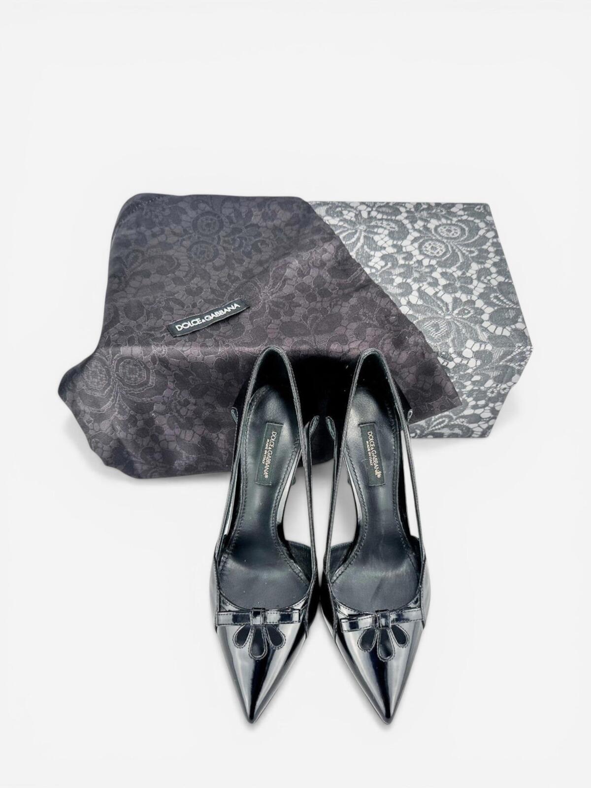 Dolce & Gabbana Black Patent Leather Bow Stiletto Pump EU 35.5 US 5.5 – view 8
