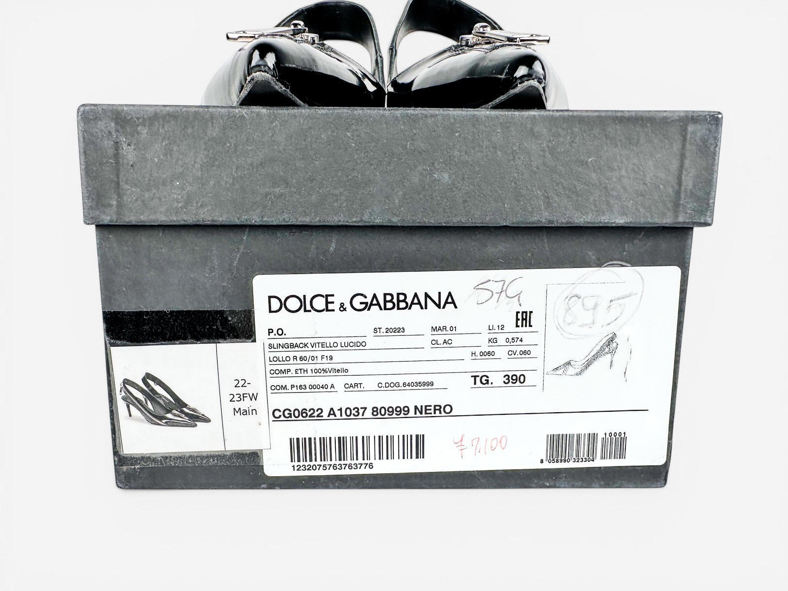 Dolce & Gabbana Dolce & Gabbana Black Patent Slingback Pumps Zip Detail EU 39 | NIB - Vestir
