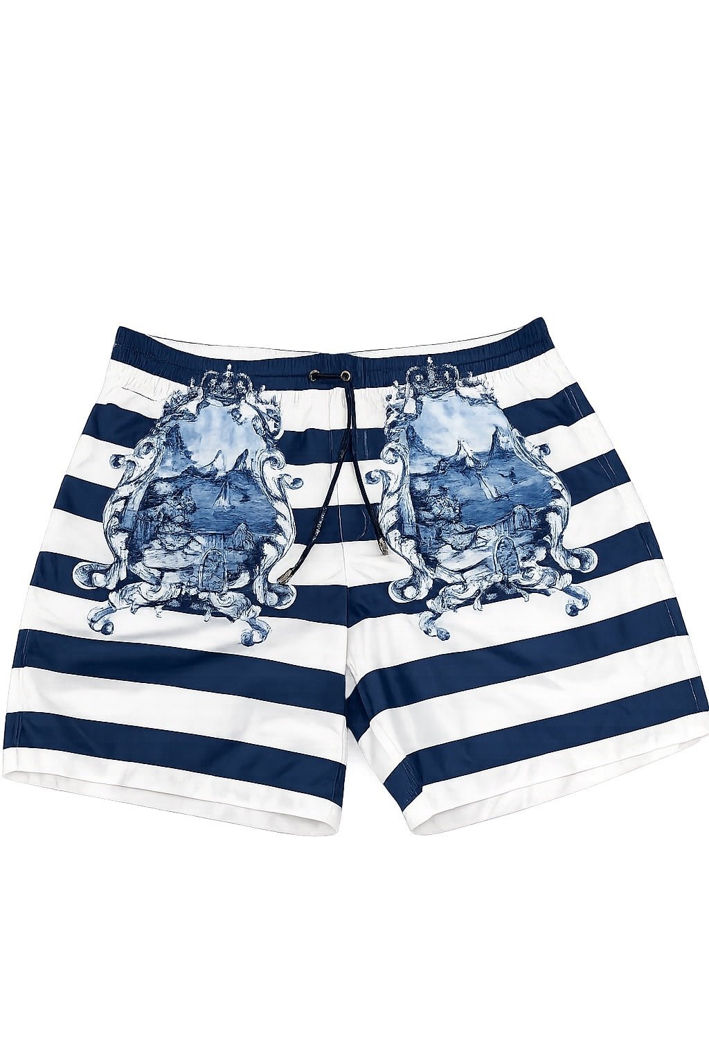 Dolce & Gabbana Dolce & Gabbana Capri Print Stripe Swim Shorts Blue White Men XL | NWT - Vestir