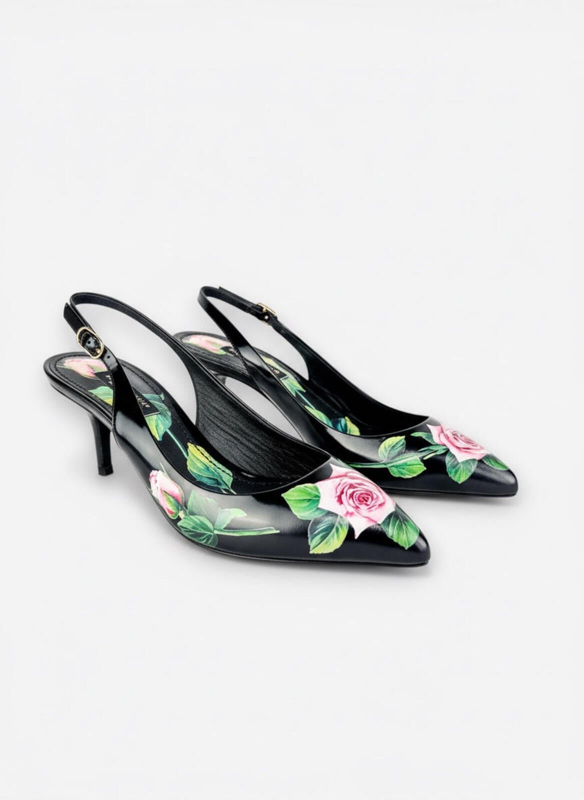 Dolce & Gabbana Dolce & Gabbana Lori Rose Floral Leather Slingback Pump EU 35 US 5 | New Rare - Vestir