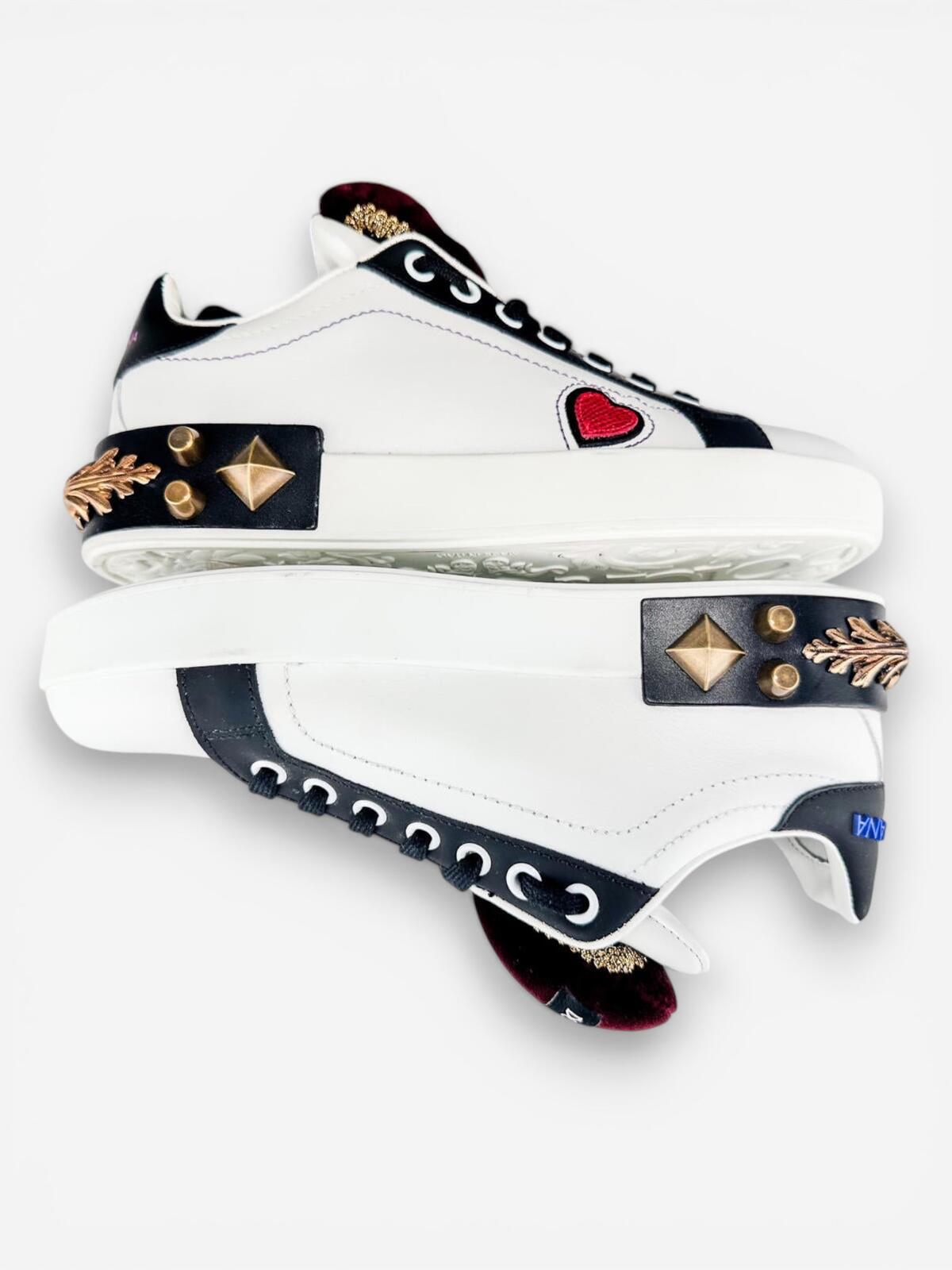 Dolce & Gabbana Portofino Heart Stud Leather Sneaker EU 36.5 US 6.5 – view 8