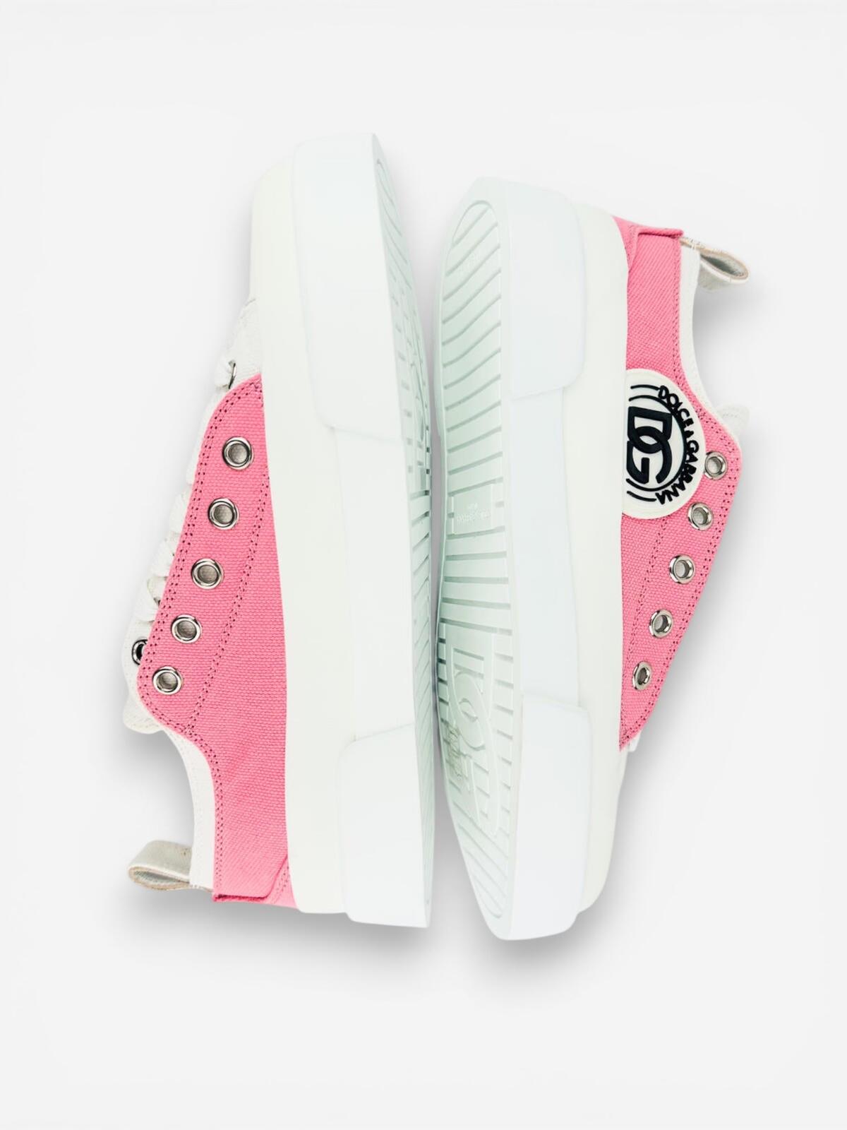 Dolce & Gabbana Portofino Layered White Pink DG Logo Sneaker EU 36 – view 9
