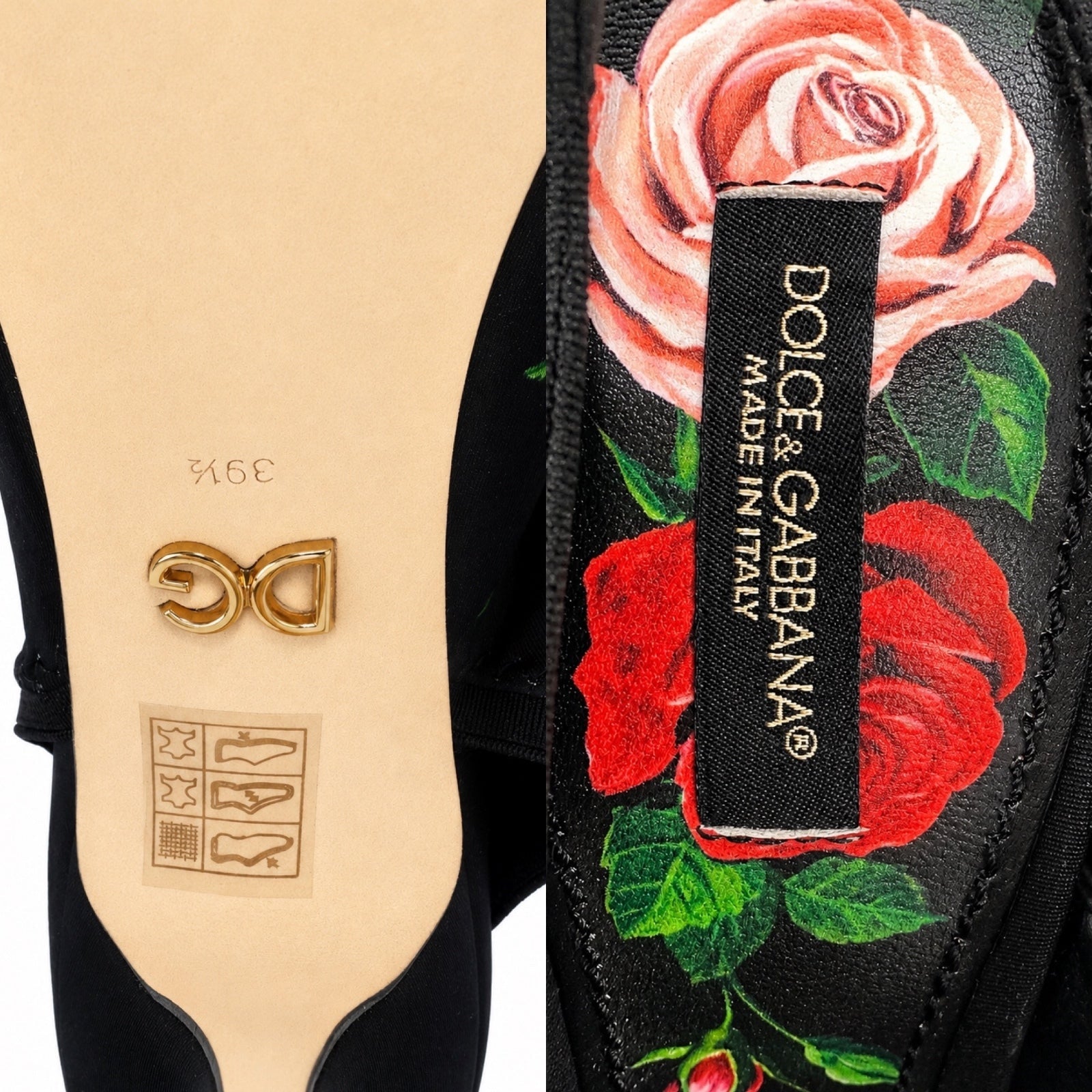 Dolce & Gabbana Dolce & Gabbana Rose Floral Jersey Slingback Pump Black EU 39.5 US 9.5 | NIB - Vestir