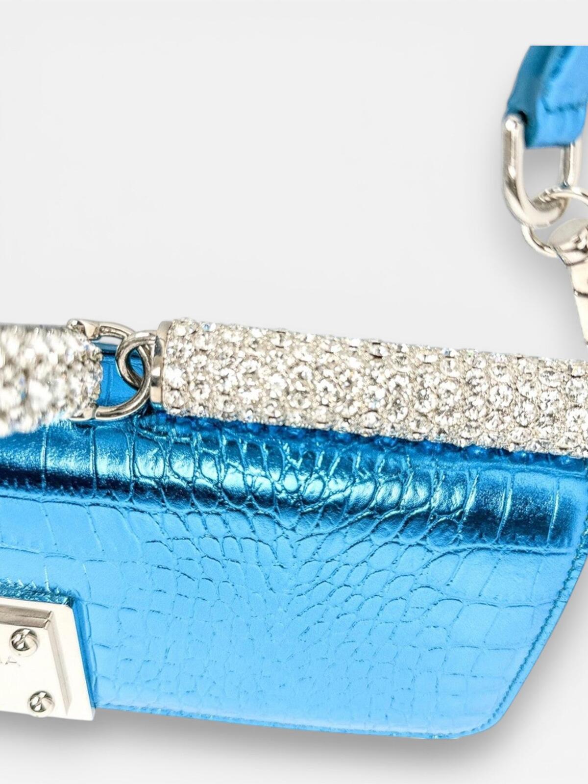 Dolce & Gabbana Sicily Rare Limited Edition Metallic Croc Light Blue – view 5