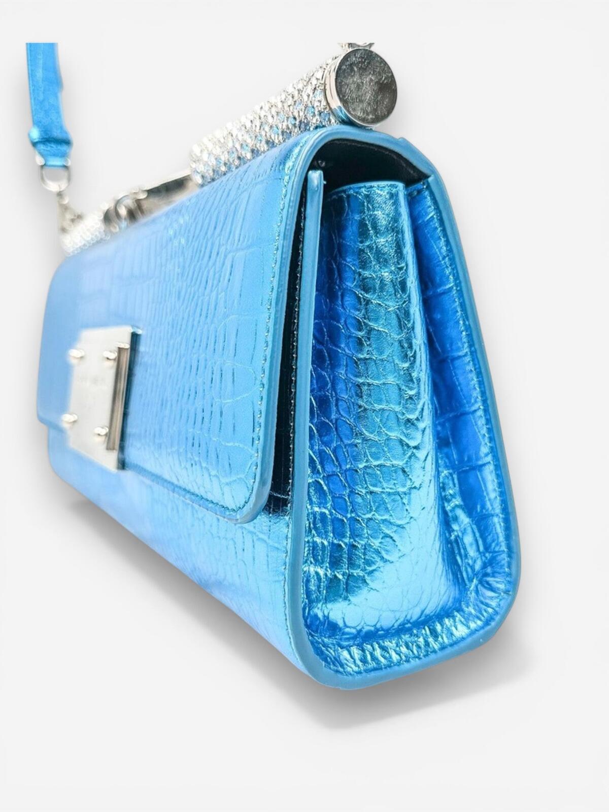 Dolce & Gabbana Sicily Rare Limited Edition Metallic Croc Light Blue – view 3