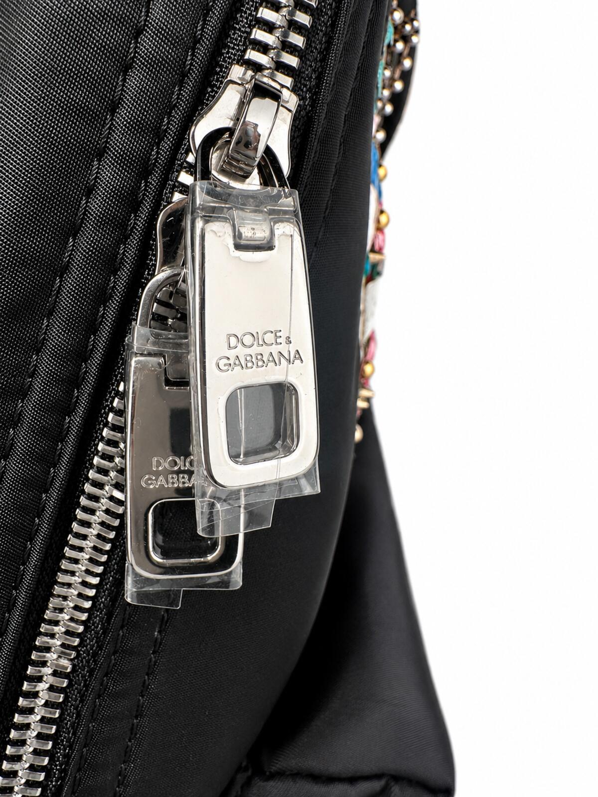 Dolce & Gabbana Dolce & Gabbana Vulcano DGFamily Embellished Nylon Backpack Black | NWT - Vestir