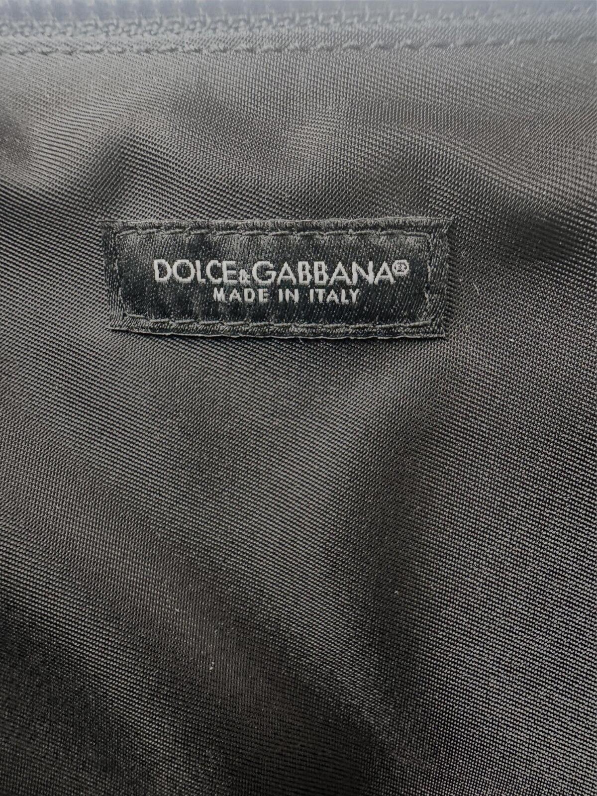 Dolce & Gabbana #DGFamily Black Calfskin Zip Pouch Face Appliqué Studs NWT