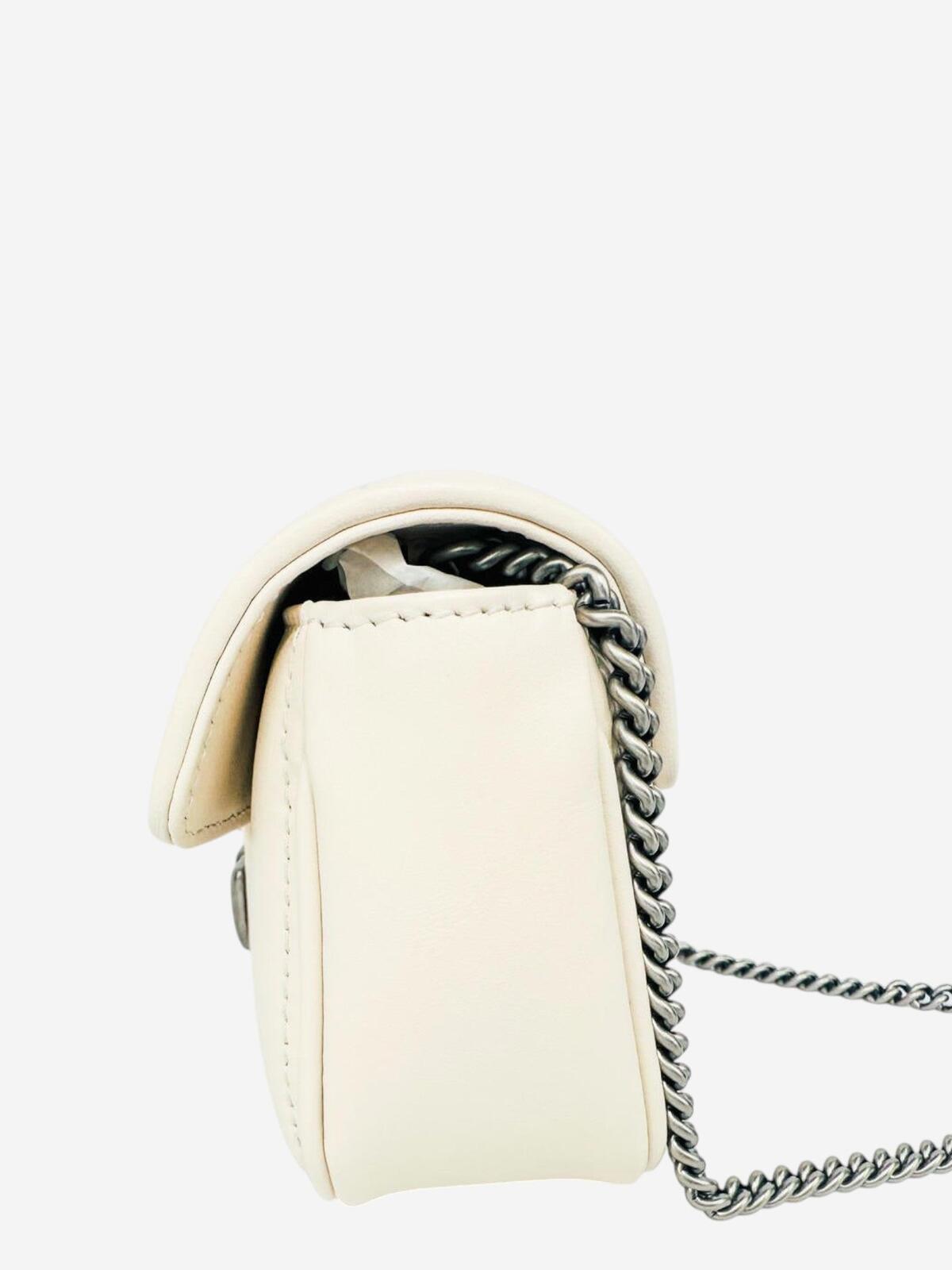 Gucci Gucci Aria Super Mini GG Marmont Bag — Mystic White Calfskin | NIB - Vestir