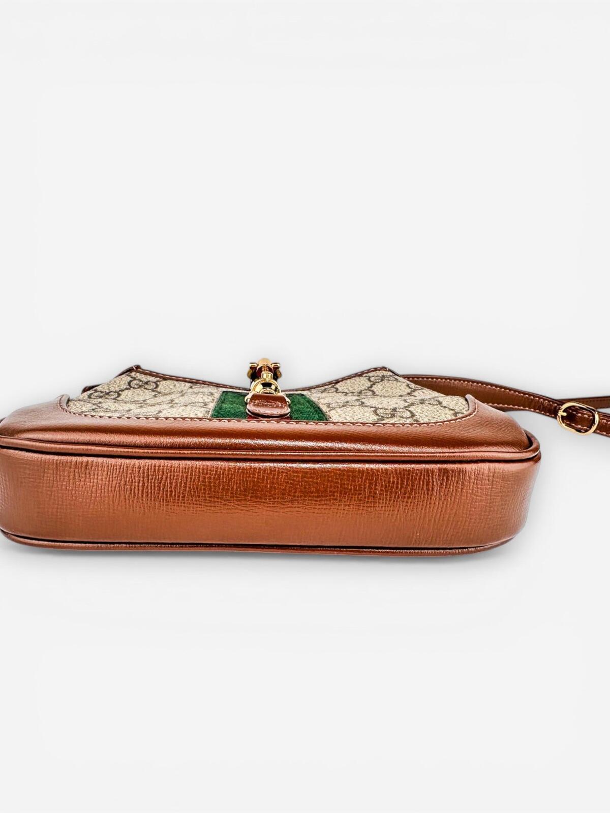 Gucci Jackie 1961 Mini GG Supreme Canvas Brown Web Stripe Bag – view 5