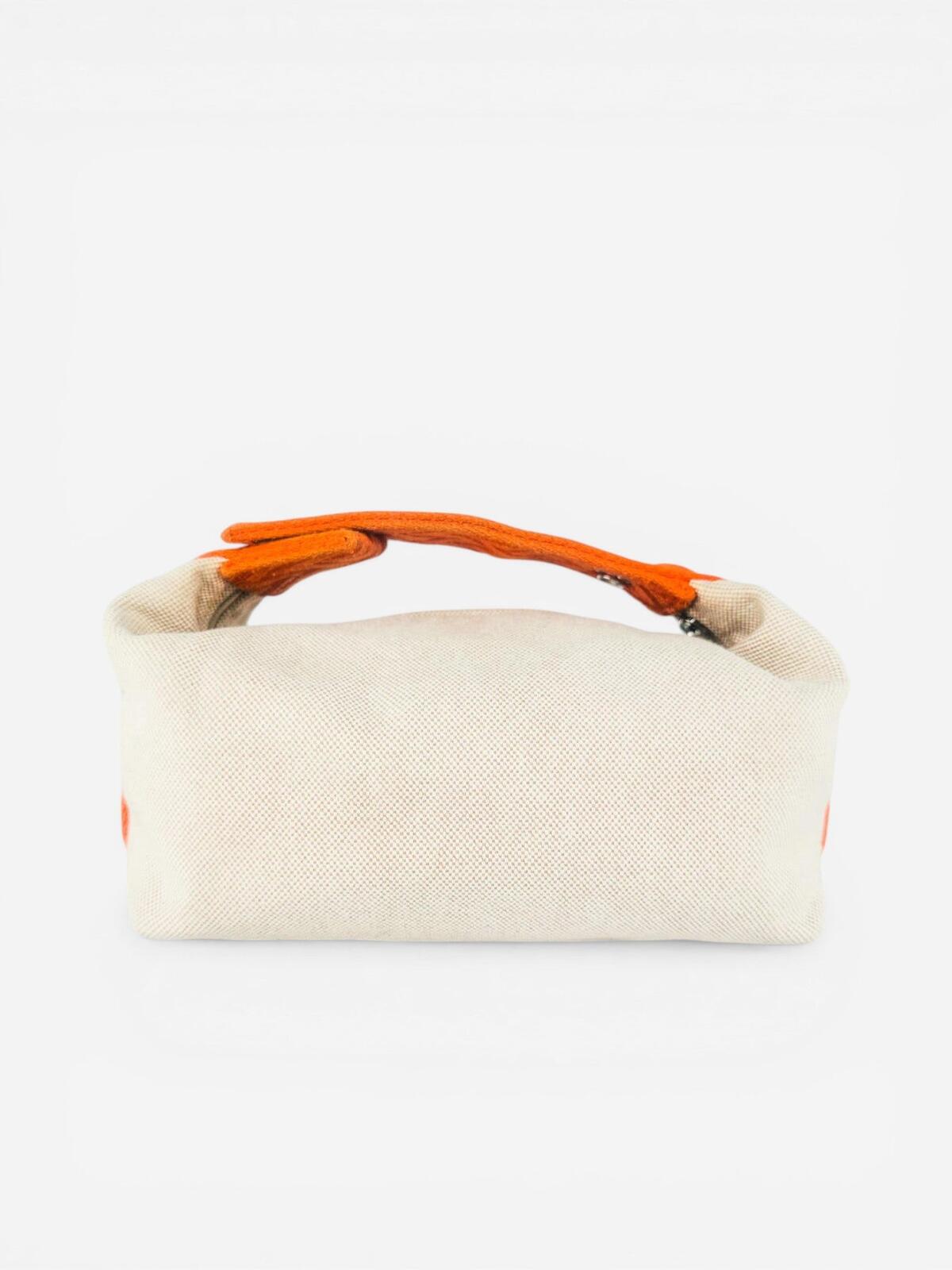 Hermès Bride-A-Brac Canvas Pouch Natural Orange Zip Top – view 4