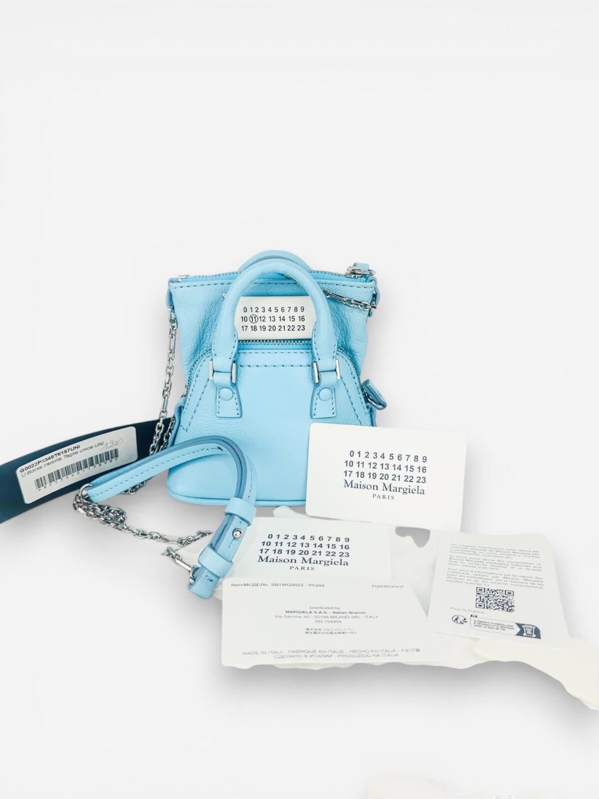 Maison Margiela 5AC Classique Baby Grained Leather Light Blue Aqua Tote – view 9