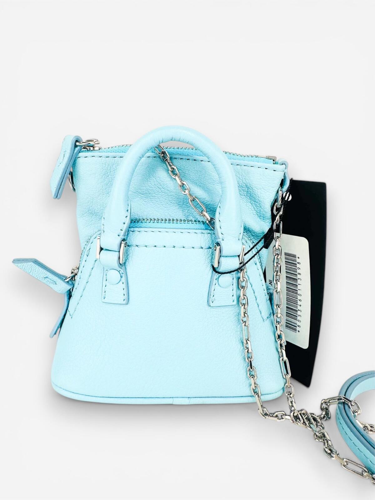 Maison Margiela 5AC Classique Baby Grained Leather Light Blue Aqua Tote – view 3
