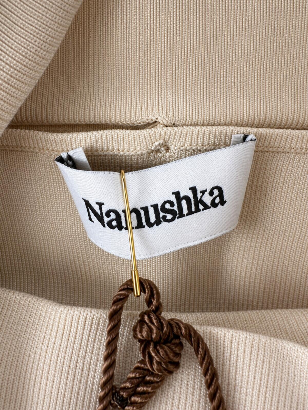 Nanushka Nanushka Ilona Knit Mini Dress Beige Cut Out High Neck Long Sleeve S | NWT - Vestir