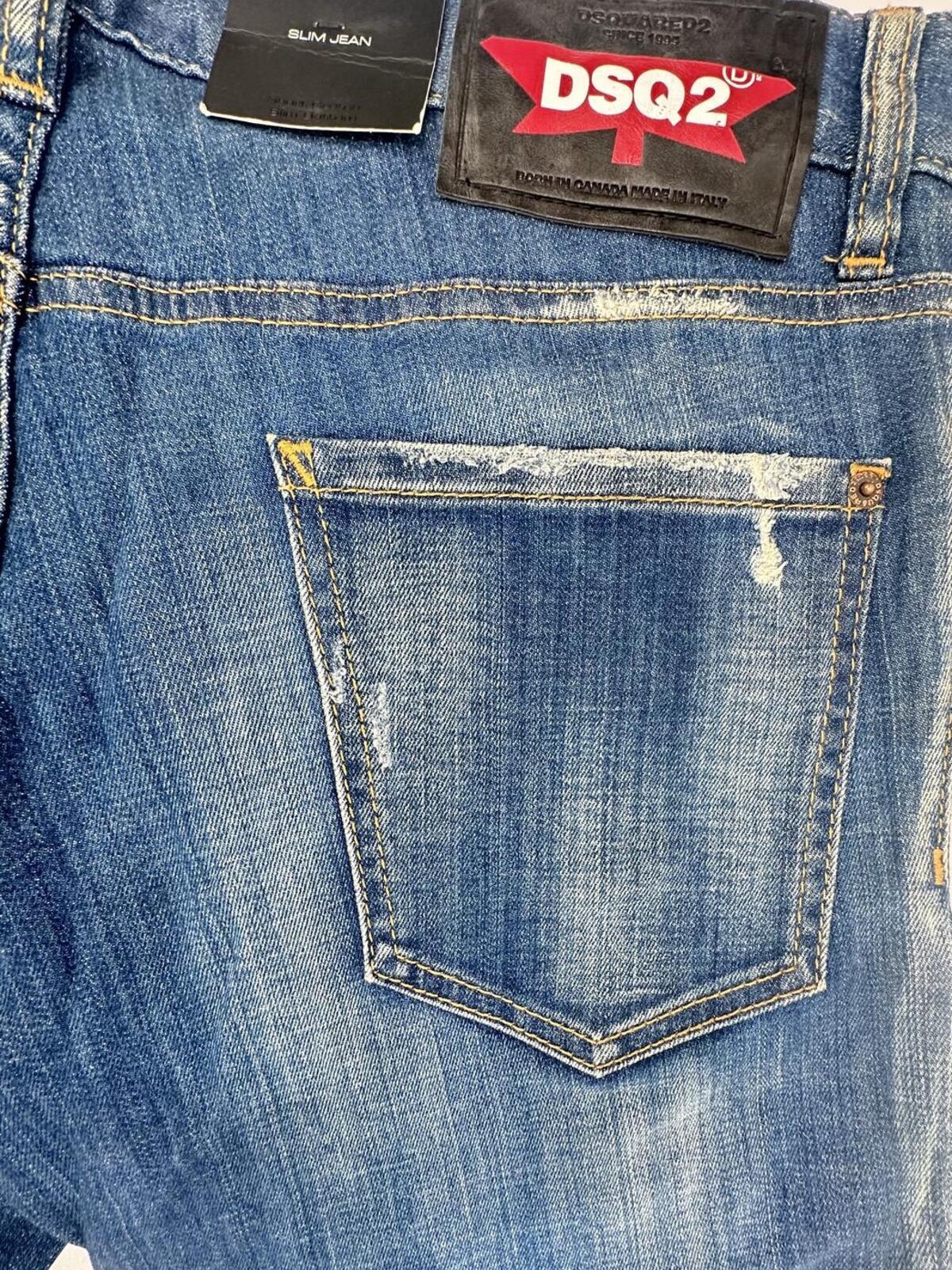 Dsquared2 Slim Jean Distressed Ruffle Fly Denim IT 48 W33 | NWT