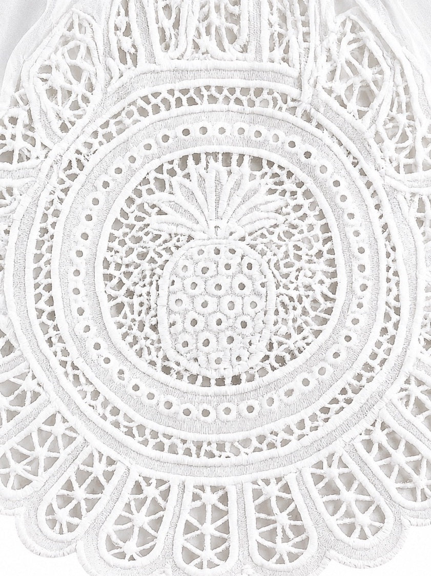 Zimmermann Vacay Lace Mini Dress White Linen Cutout Broderie Anglaise NWT AU 2