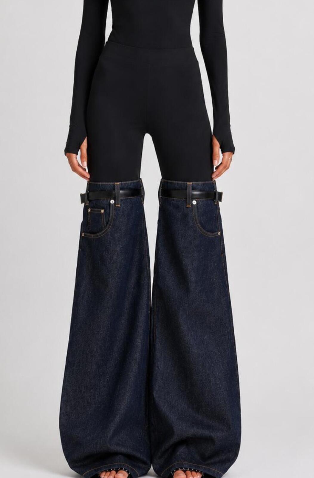 Coperni Hybrid Denim Flare Trousers Dark Indigo IT 42 US 6 | NWT