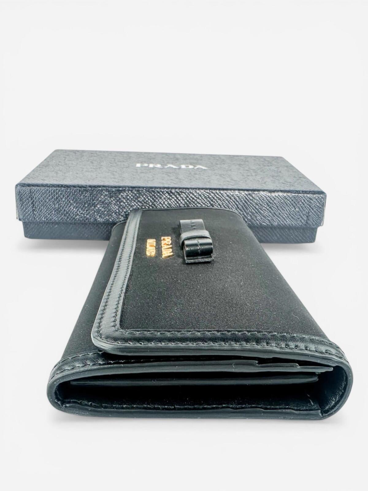 Prada Pattina Bow Wallet Black Tessuto Nylon & Leather – view 4