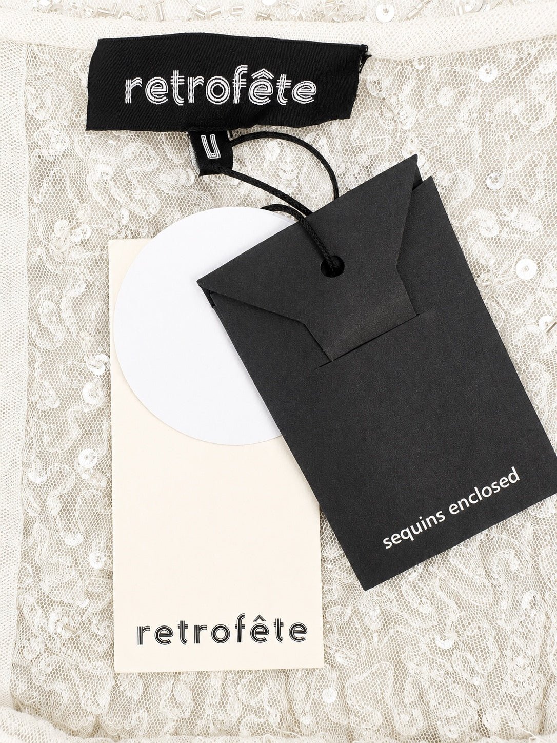 Retrofête Retrofête Yvette Embellished Beaded Tulle Sequin Cowl Mini Dress Grey M | NWT - Vestir