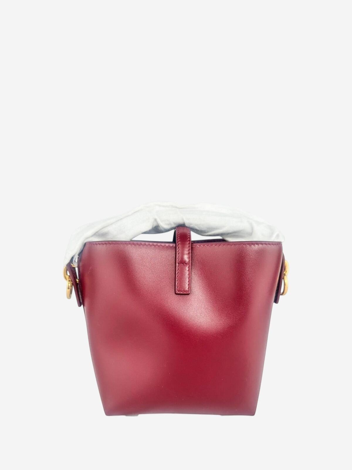 Saint Laurent Le 37 Mini Bordeaux Calfskin Bucket Bag YSL Cassandre – view 3