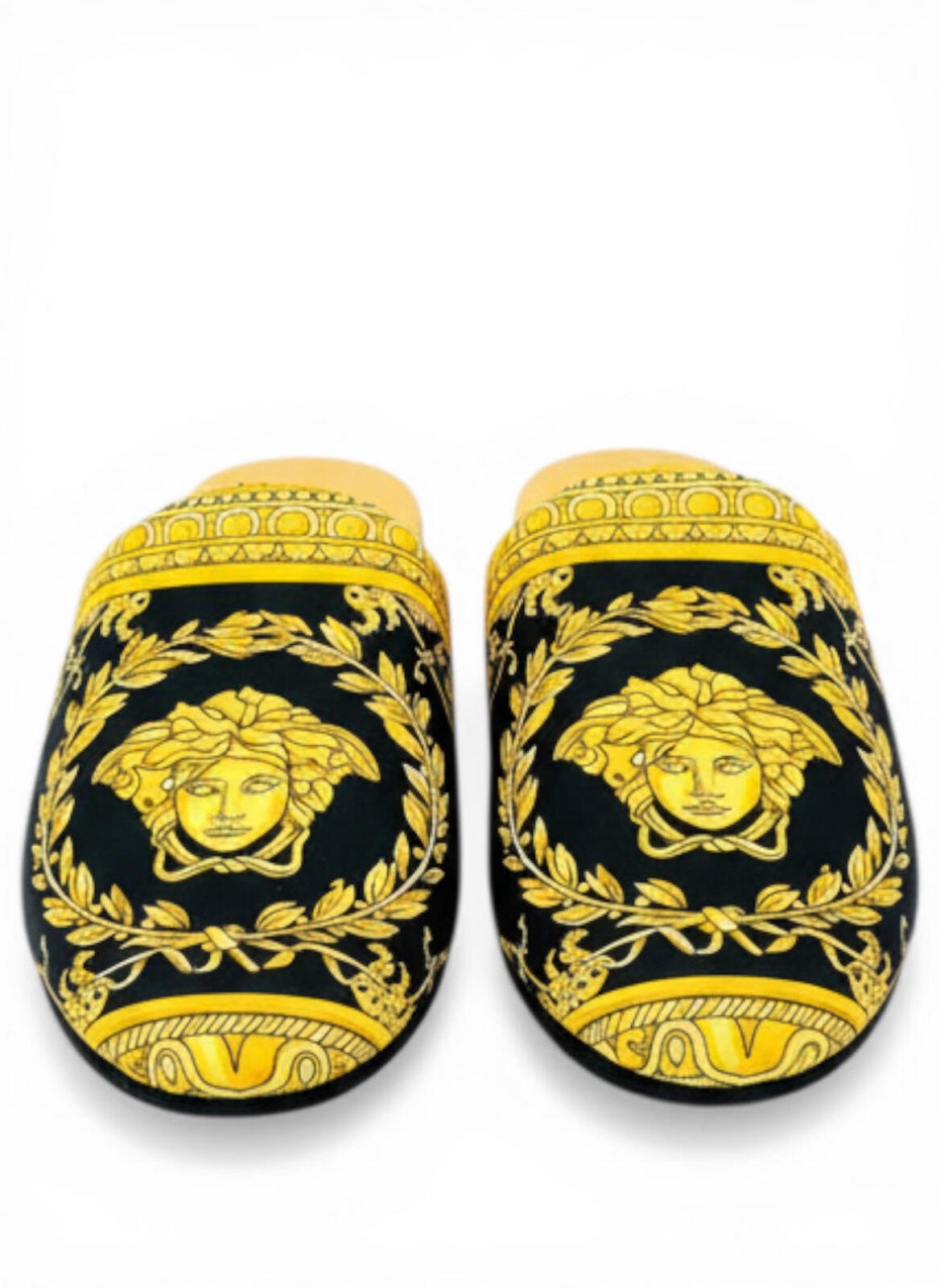 Versace Versace Medusa Baroque Black Gold Satin Slippers EU 41 US 8 Men | NWT - Vestir