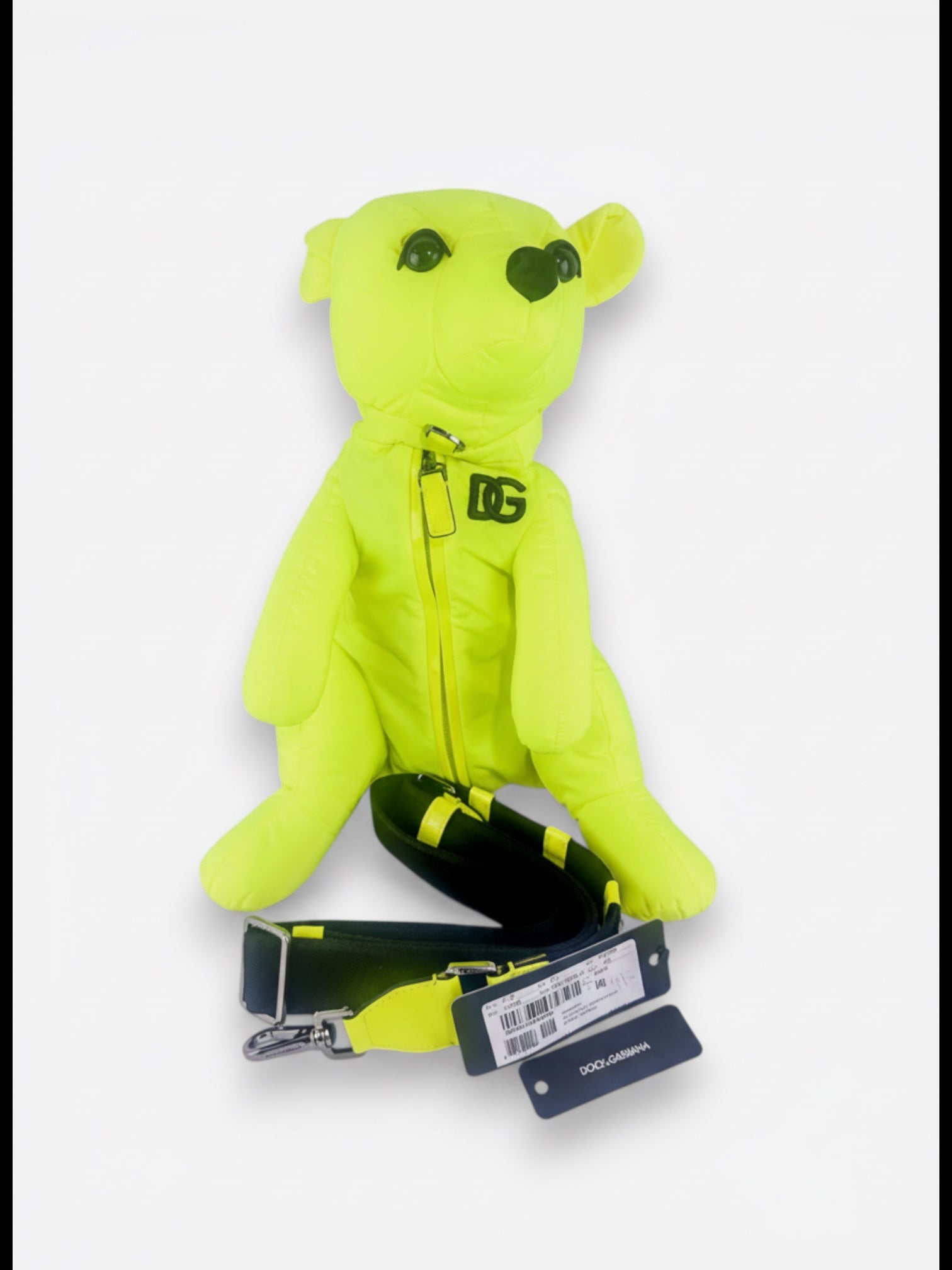 Vestir neon green teddy bear waist bag with adjustable strap and DG logo. Made in Italy.