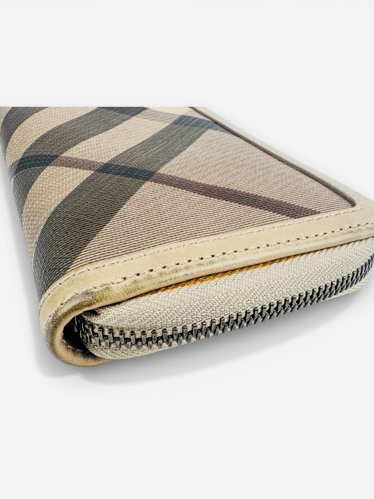 Burberry Nova Check Zip-Around Wallet Beige Coated Canvas | Pre-Loved