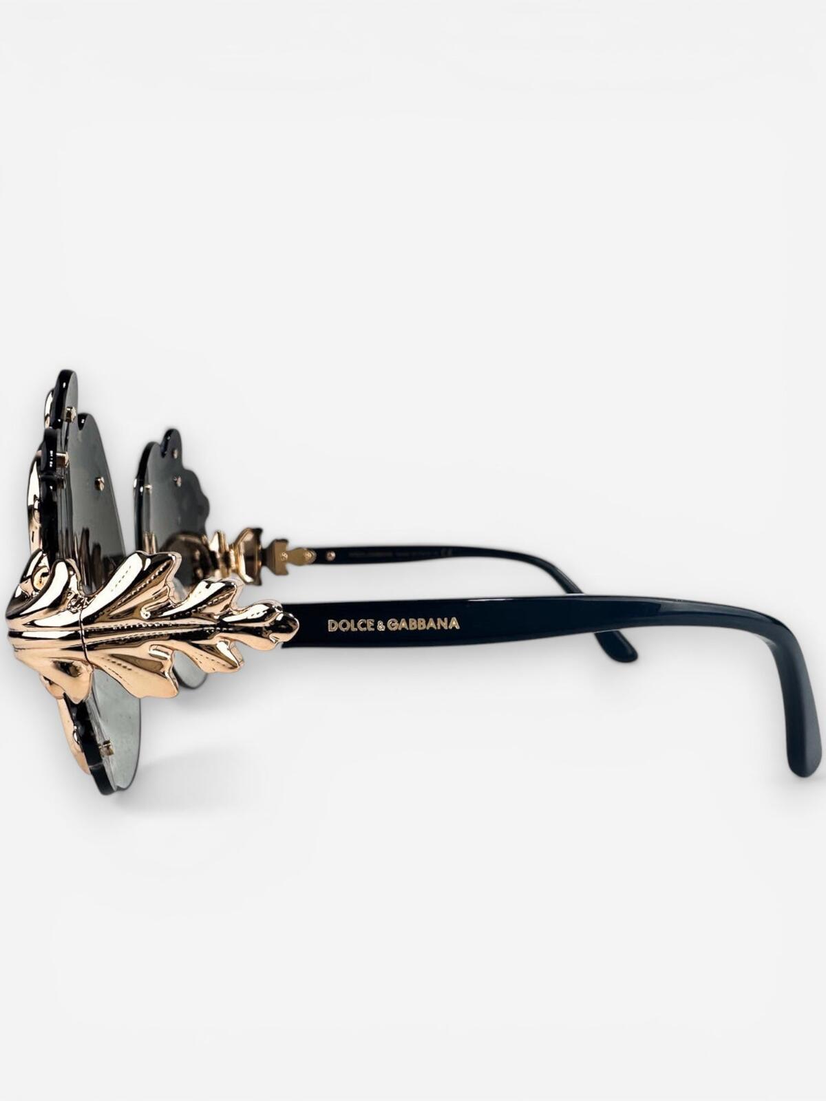 Dolce & Gabbana DG2195 Rimless Baroque Gold Black Sunglasses | NWT Rare