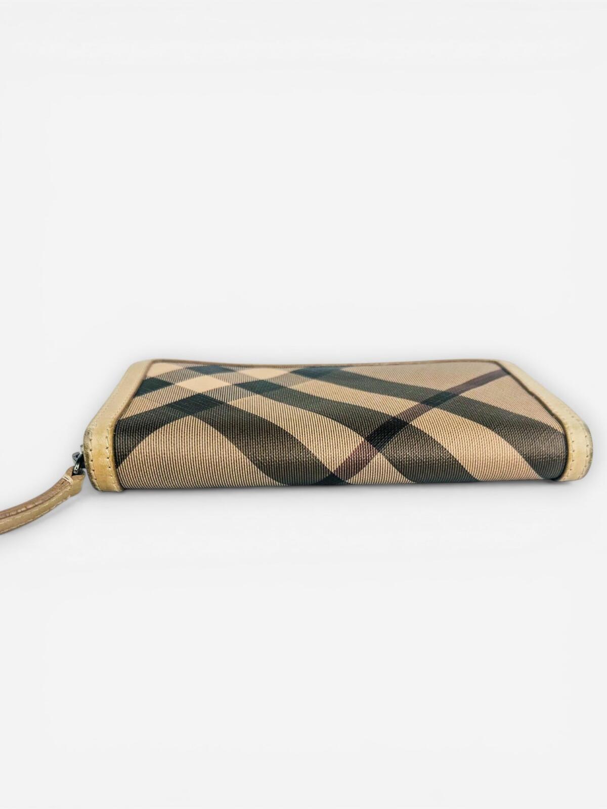 Burberry Nova Check Zip-Around Wallet Beige Coated Canvas | Pre-Loved