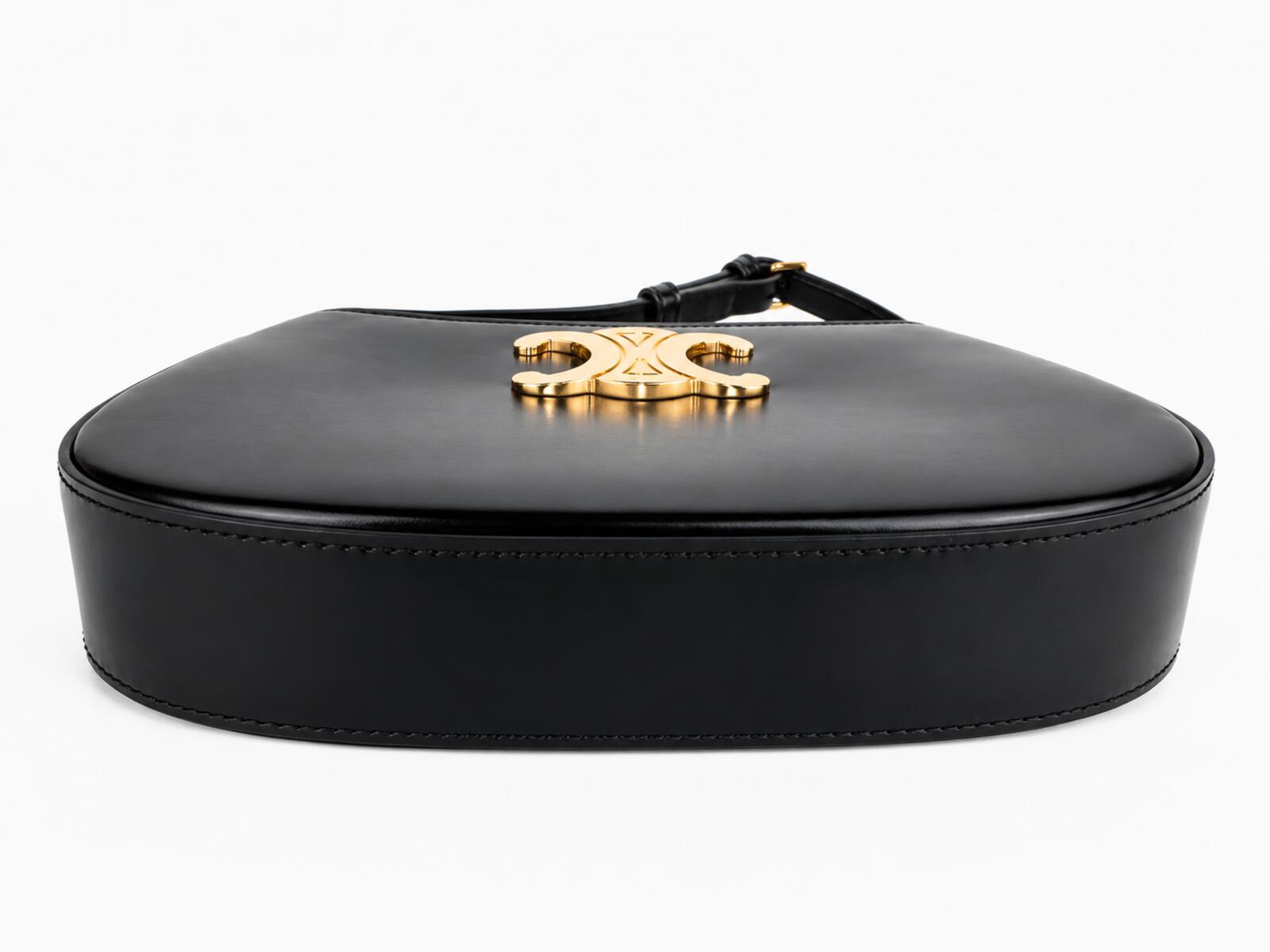 Celine Medium Tilly Shoulder Bag Black Shiny Calfskin Triomphe | New